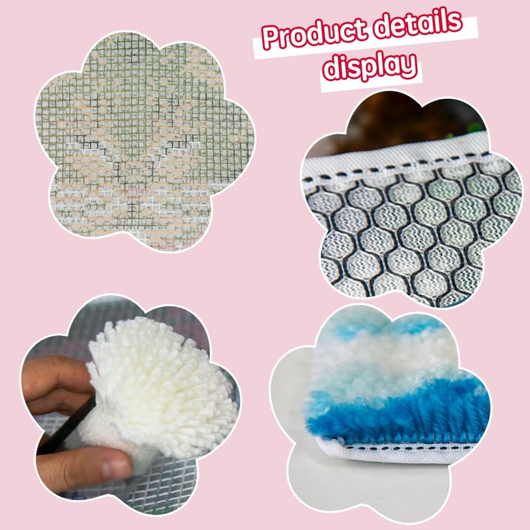 DL-YTG Latch Hook Kits Rug Cat Crochet Yarn Cushion Colour Pre-Printed Canvas Cover Rug Needlework DIY Hook and Latch Kit Home Decoration 20 X15inch