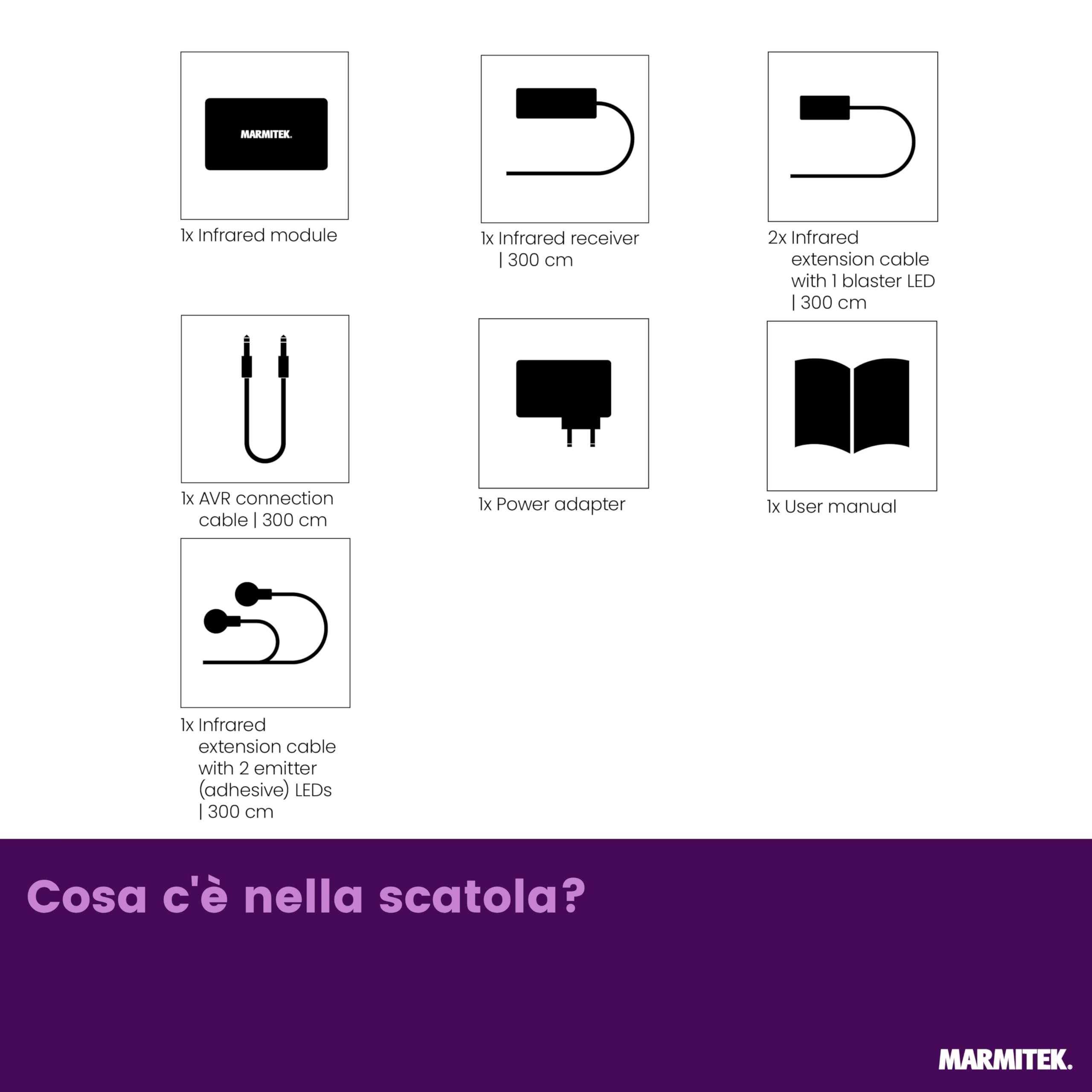 Marmitek IR Control 10 XTRA - Prolunga infrarossi 300 m UTP CAT5 CAT6 | Repeater IR via cavo di rete per installazioni AV, LED blaster, mini ricevitore, RC-MM e controllo di 8+ dispositivi
