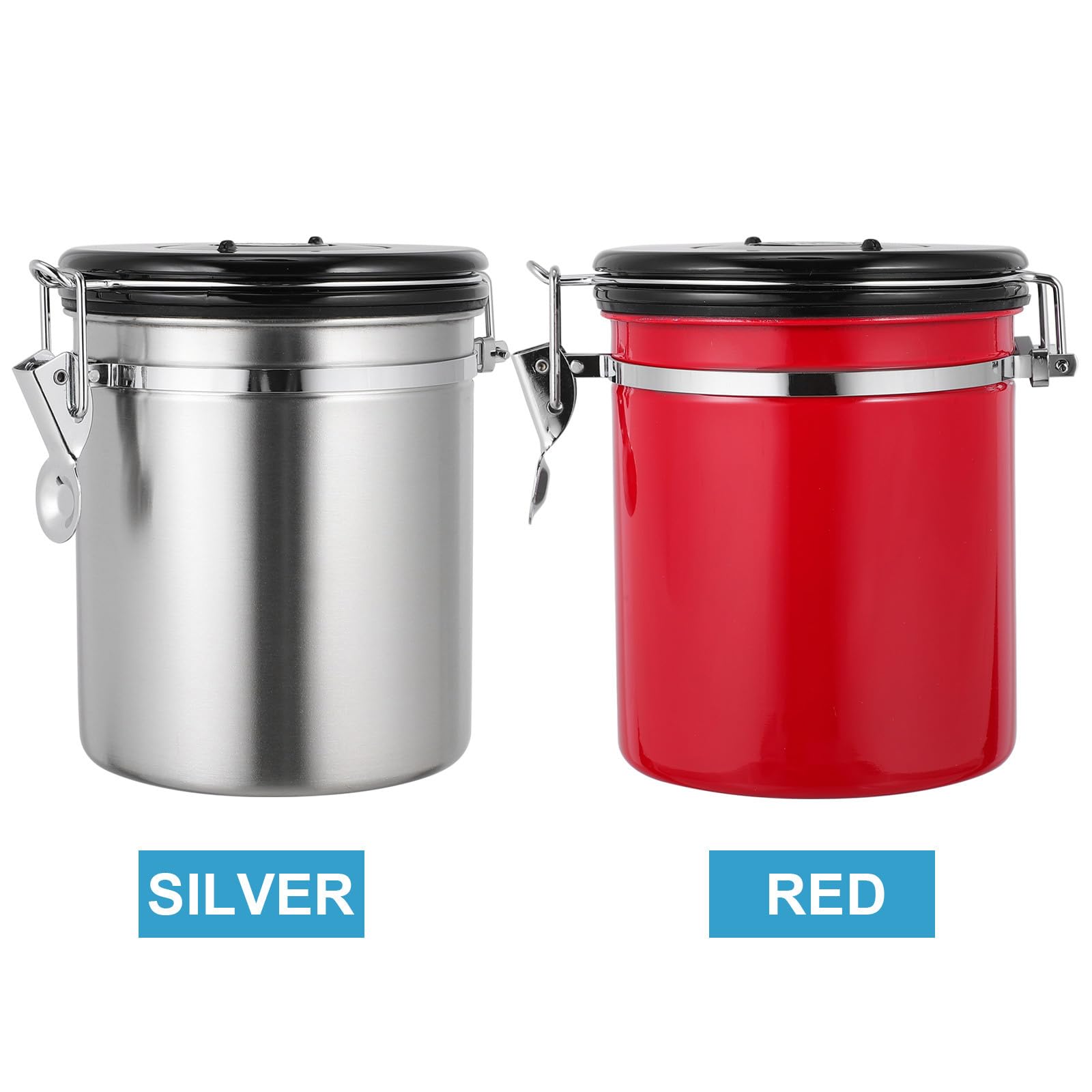 Operitacx Tarro de Café Sellado de Acero Inoxidable Tapa Hermética, Almacenamiento para Té y Sal, Color Rojo, Recipiente Pequeño para Conservar Aroma