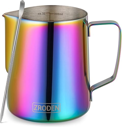 Jarra de espuma de leche, jarra de vapor de espresso de 32 onzas, accesorios para máquina de café capuchino de acero inoxidable, herramientas de