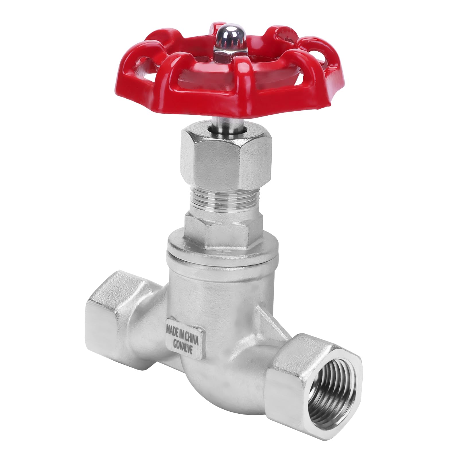 GOVALVE Shut Off Globe Valve - 1/2" NPT Female Thread Stainless Steel 304 Heavy Duty S Type Rotary Sluice Stop Valve
