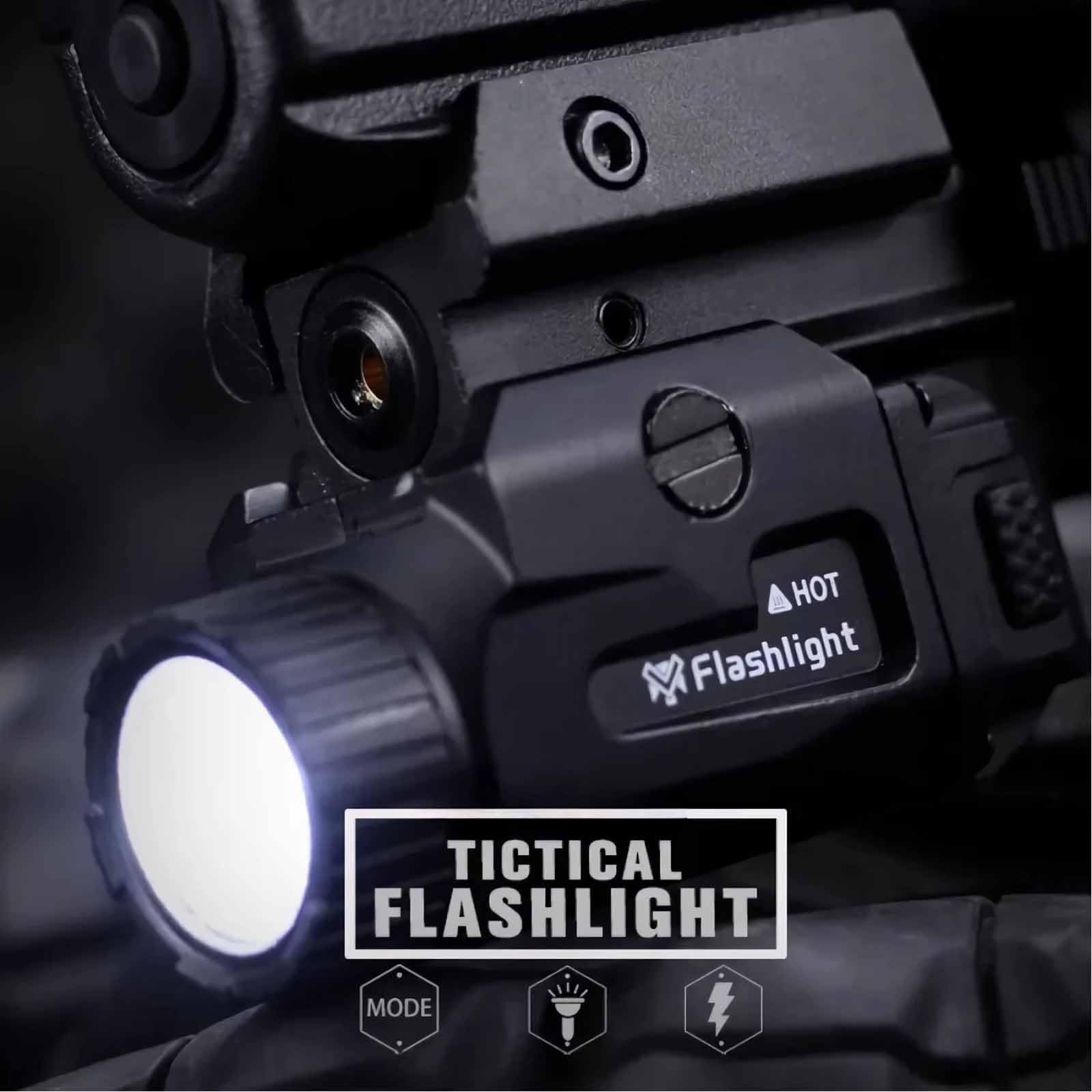 Lampe torche tactique universelle en métal 800 lumens, stroboscope LED monté sur rail avec support à rainure en T, compatible avec Picatinny(Brown)
