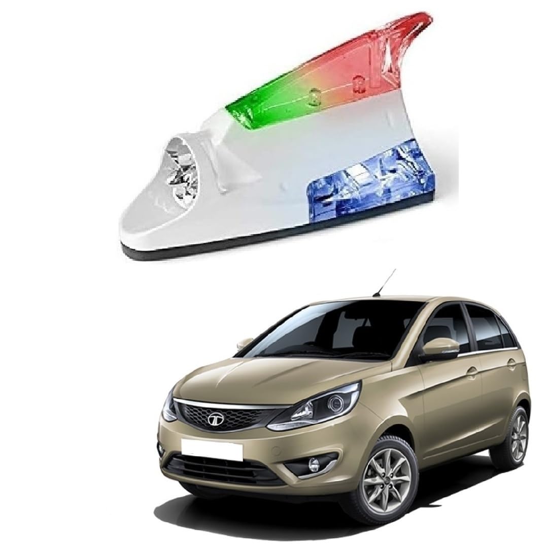Car Wind Power LED Shark Fin Antenna Light | No Battery Required | Multicolor Auto Glow Decorative Roof Light for Tata Bolt