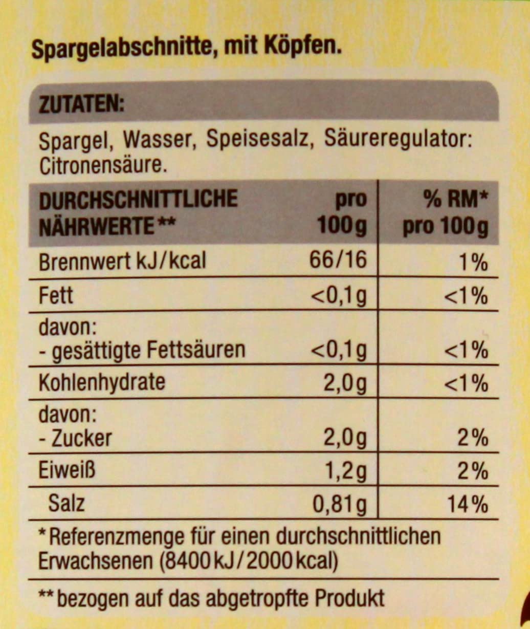 Spargelabschnitte mit Köpfen weiss und geschält, 3er Pack (3 x 1825g)