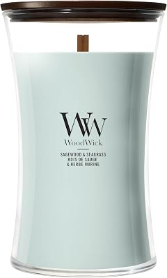 WoodWick Candela profumata | Candela Grande a Clessidra | Sagewood & Seagrass | Regali Perfetti per Donne