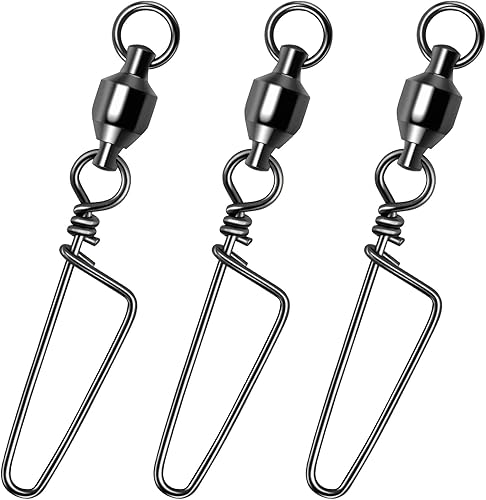 Alwonder Fishing Snap Swivels, High Strength Ball Bearing Swivel with Stainless Steel Coastlock Snap 26-503LB, Black Nickel Coating Corrosion