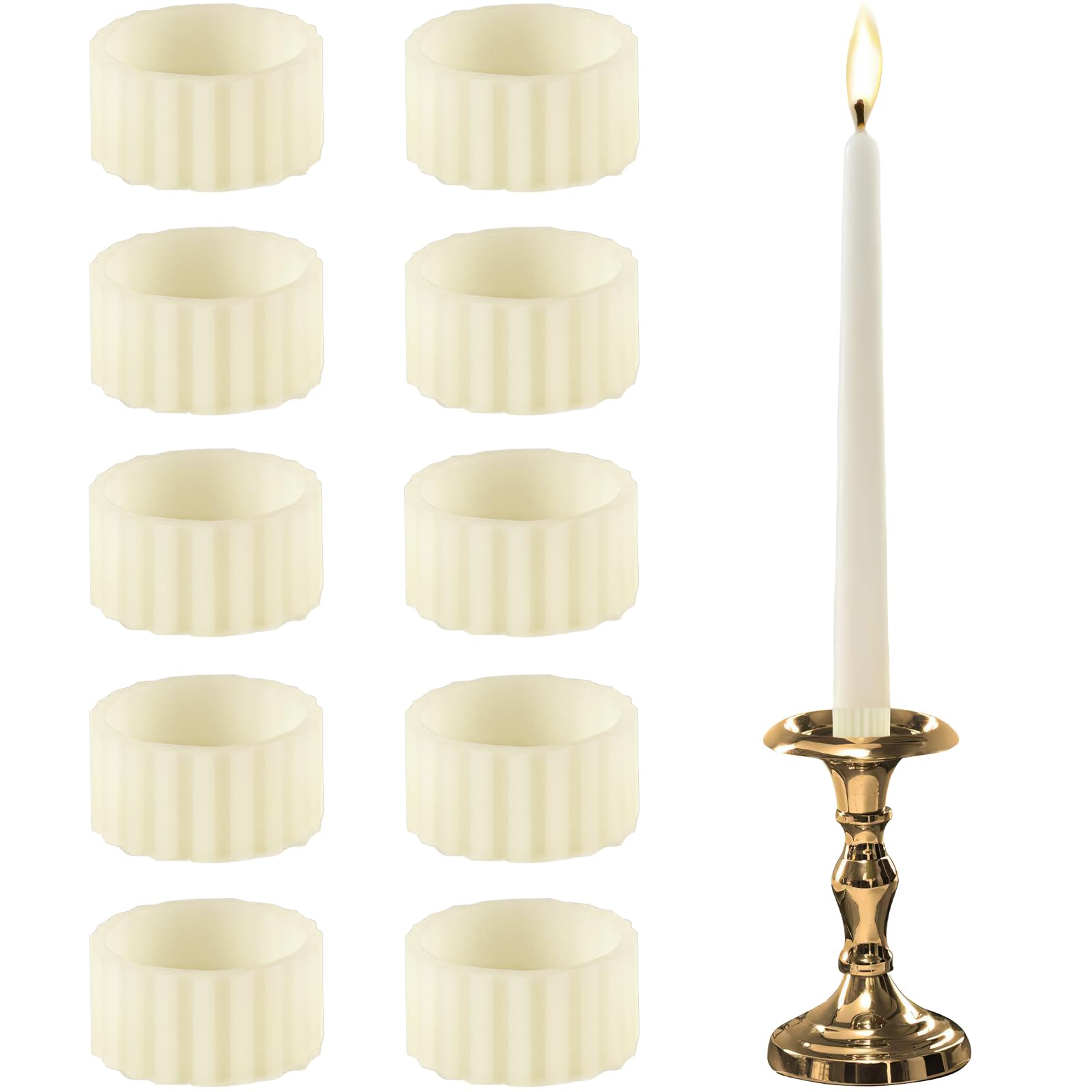 10 Pack Rubber Taper Candle Holders with Anti-Slip Base, Secure Candle Rings for Cups, Drip Protectors for Upright Placement