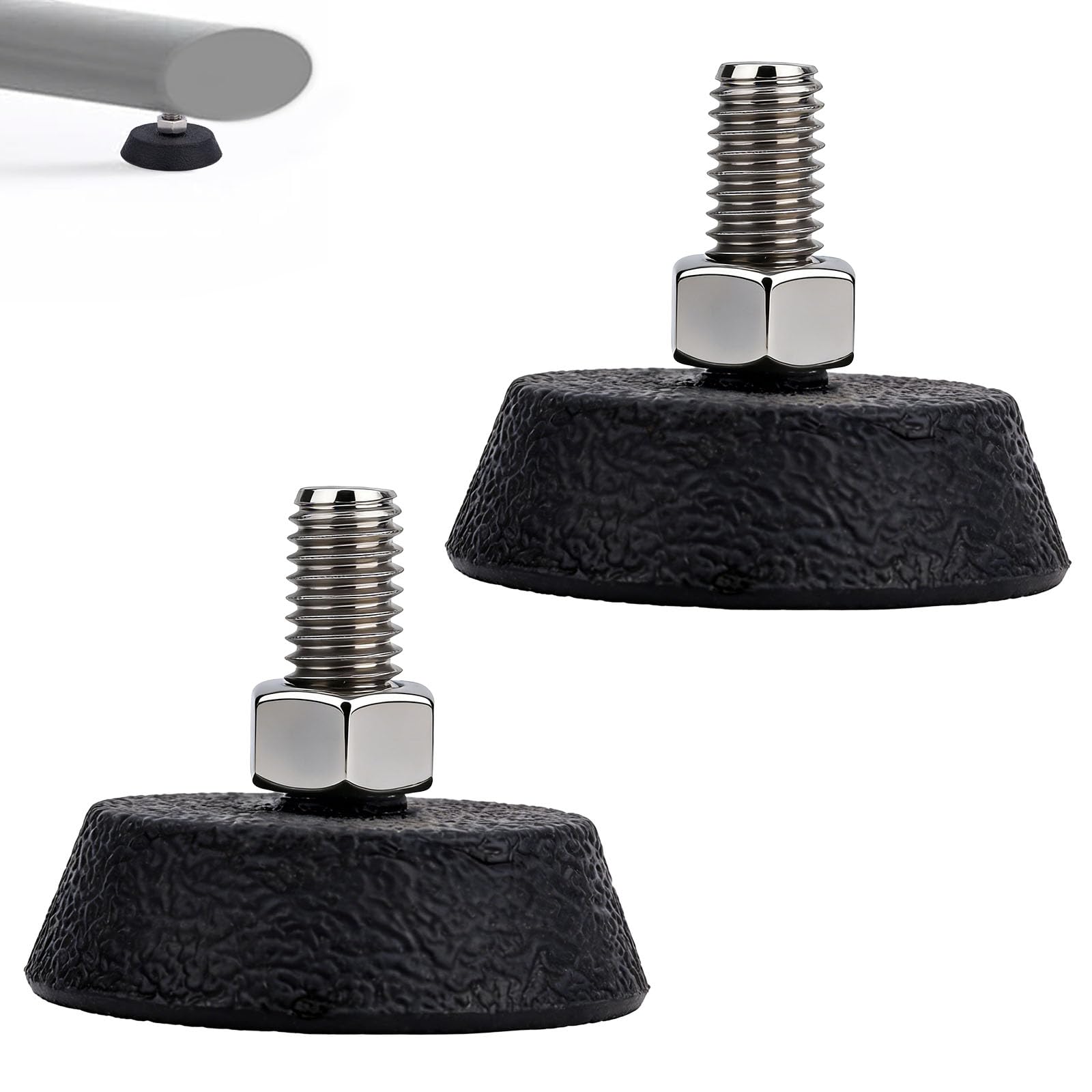 2pcs Foot Pads Compatible with Peloton Bike & Bike+, Stainless Steel 3/8" Thread Screw Stabilizer Feet Replacement Non Slip Exercise Bike Support Foot Leveling Pads for Peloton Accessories