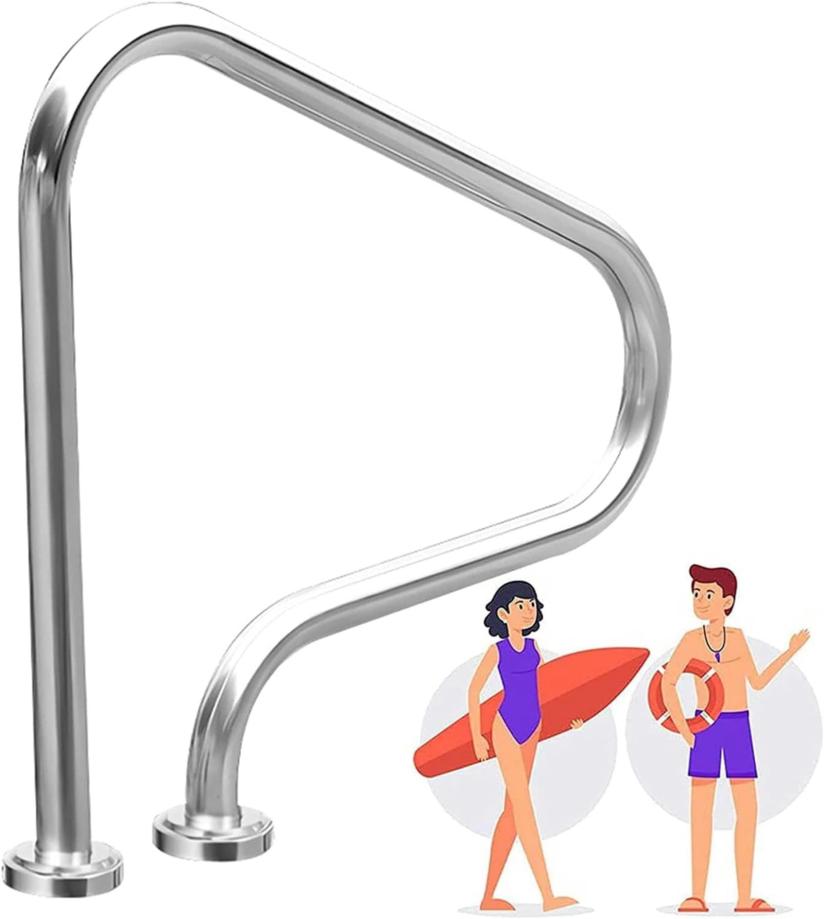 MSHGSKU Pool Handrail Pool Railing 31.5 X 31.5 304 Stainless Steel Swimming Pool Handrail, Rustproof Pool Stair Railing Ergonomics Curved Design, for Private and Public Swimming Pools*1