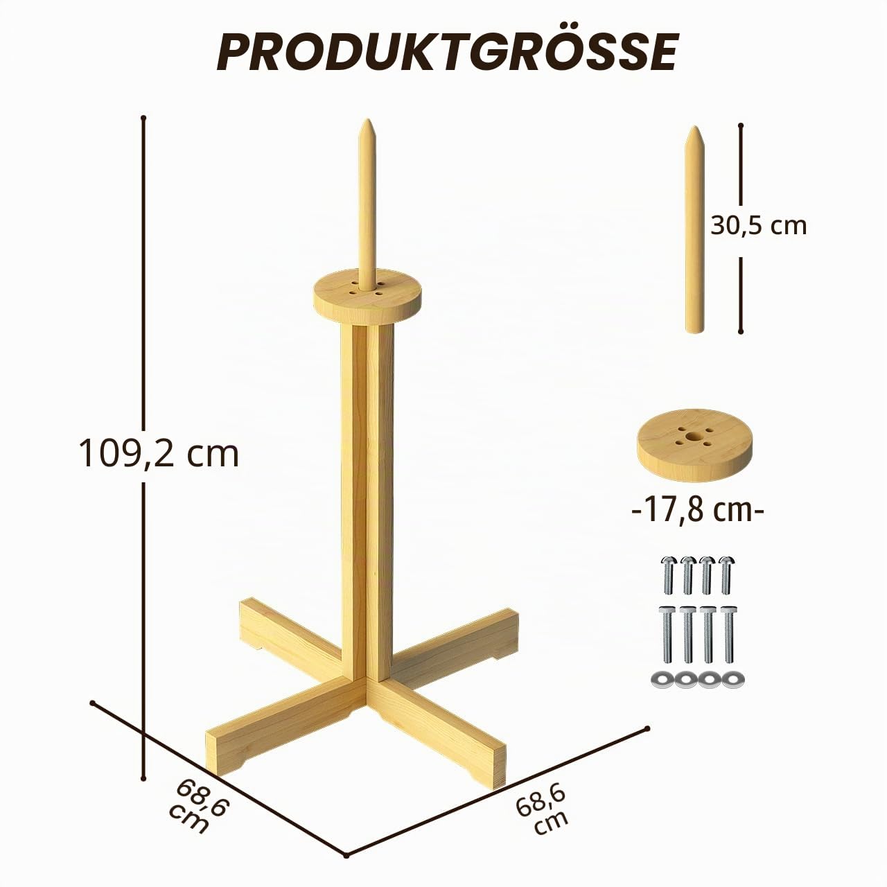 MR Kendo Tameshigiri Übungsständer aus Holz, robuster Tameshigiri-Schwert-Übungsständer, 109,2 cm, natürliches Gummibaumholz, Kendo-Stick, Katana-Schwert, Testschneiden, Holz-Schnullerhalter, matt