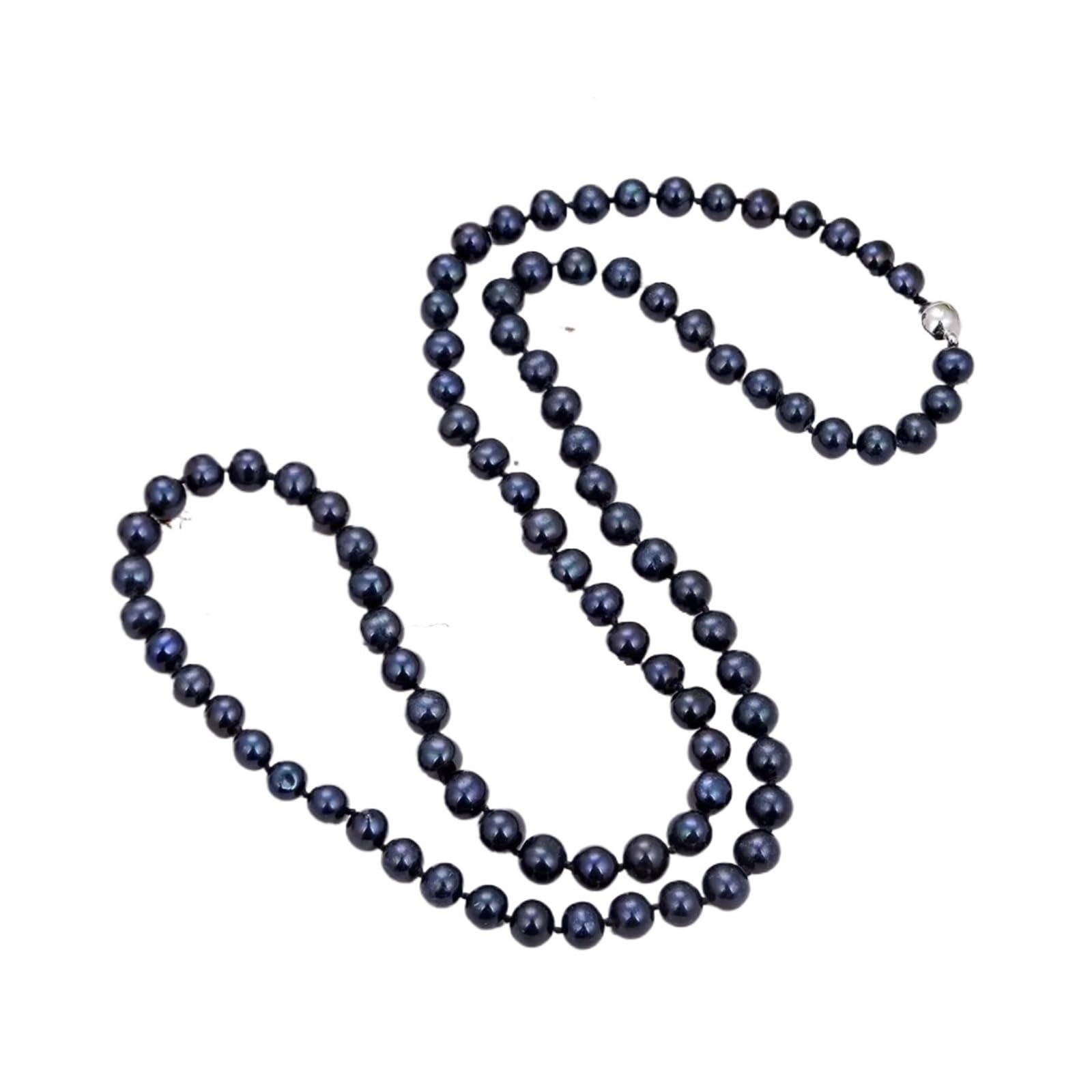 32" Black Round Long Necklace For Women Jewelry