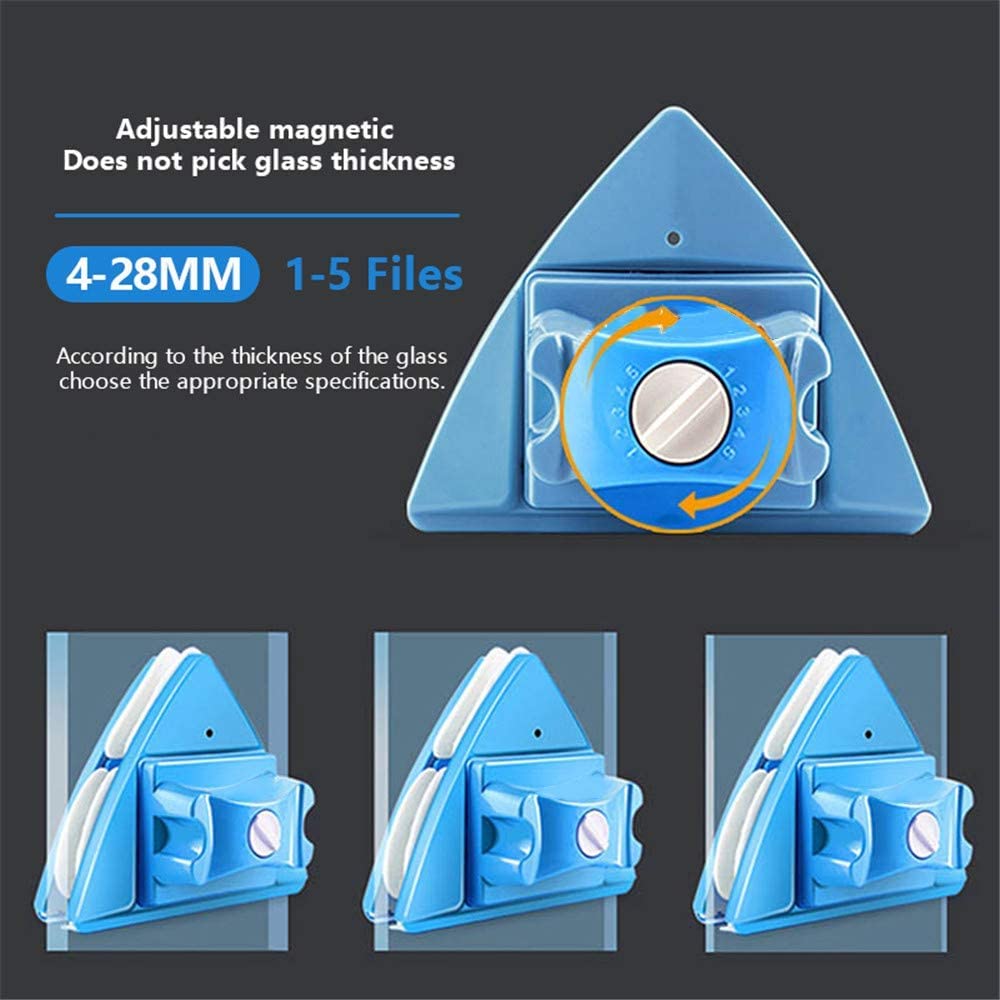 Limpiador de Cristal de Doble Cara Limpiador de Ventana magnético 5 Archivos Cepillo de Limpieza Ajustable