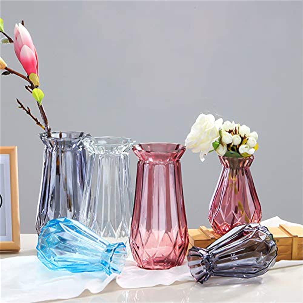Vasi decorativi, Home Light Light Luxury Glass Vetro Vaso di fiori Soggiorno Camera da letto Vaso Trasparente Vetro trasparente Vetro Fiore Contenitore Casa o decorazione di nozze Core (Colore: Brown