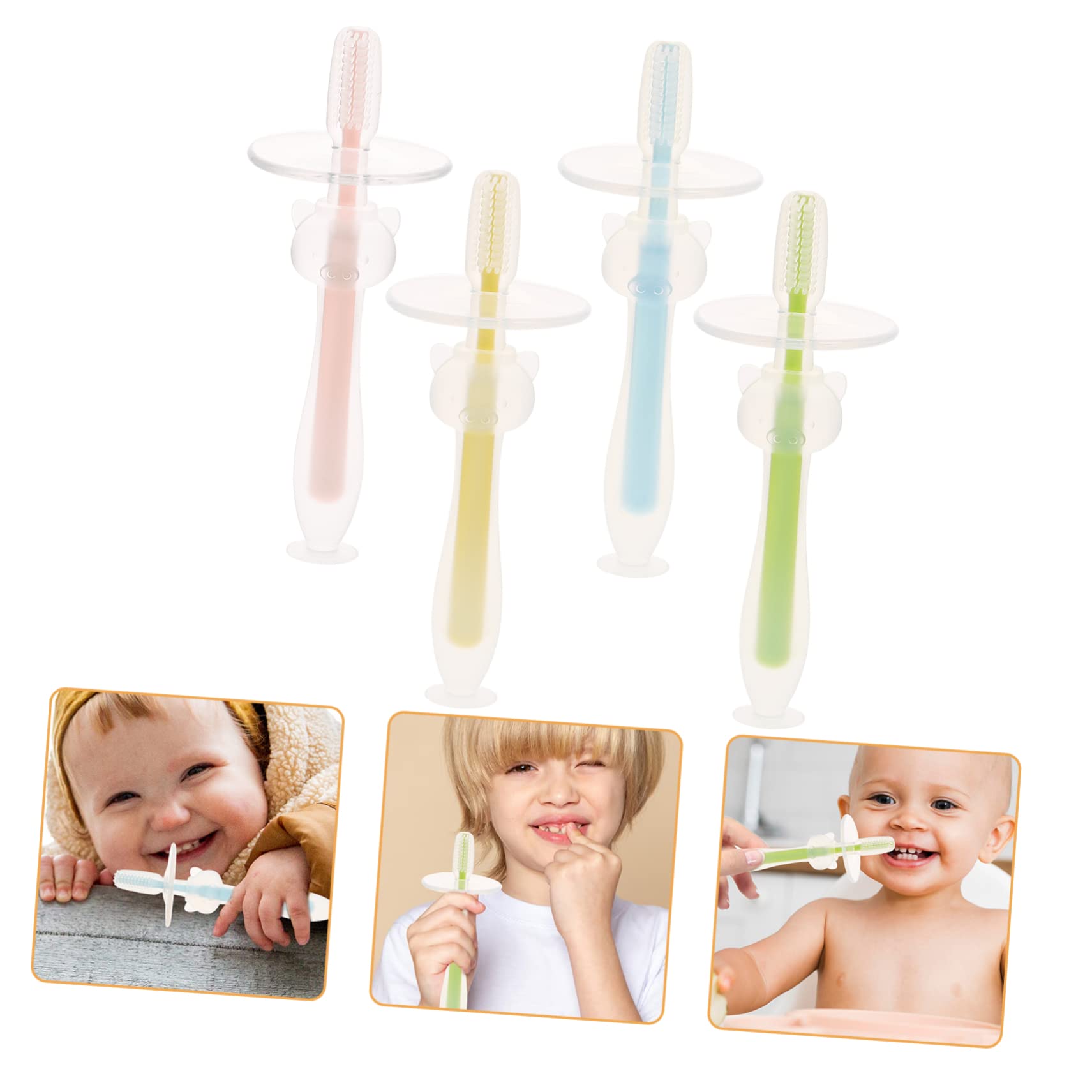 VICASKY 4 Set Spazzolino Da Denti Per Multipack Silicio Formazione Infantile Neonato Dente Ragazzo Sensoriale Treno Spazzolino Da Denti Gel Di Silice 4 Pezzi*4