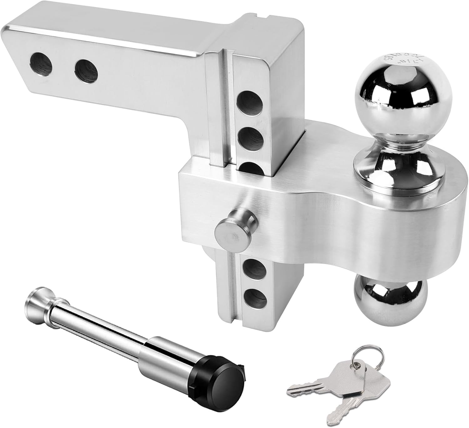 Richeer Aluminum Adjustable Trailer Hitch, Fits 2” Receiver, 6” Drop/Rise Drop Hitch