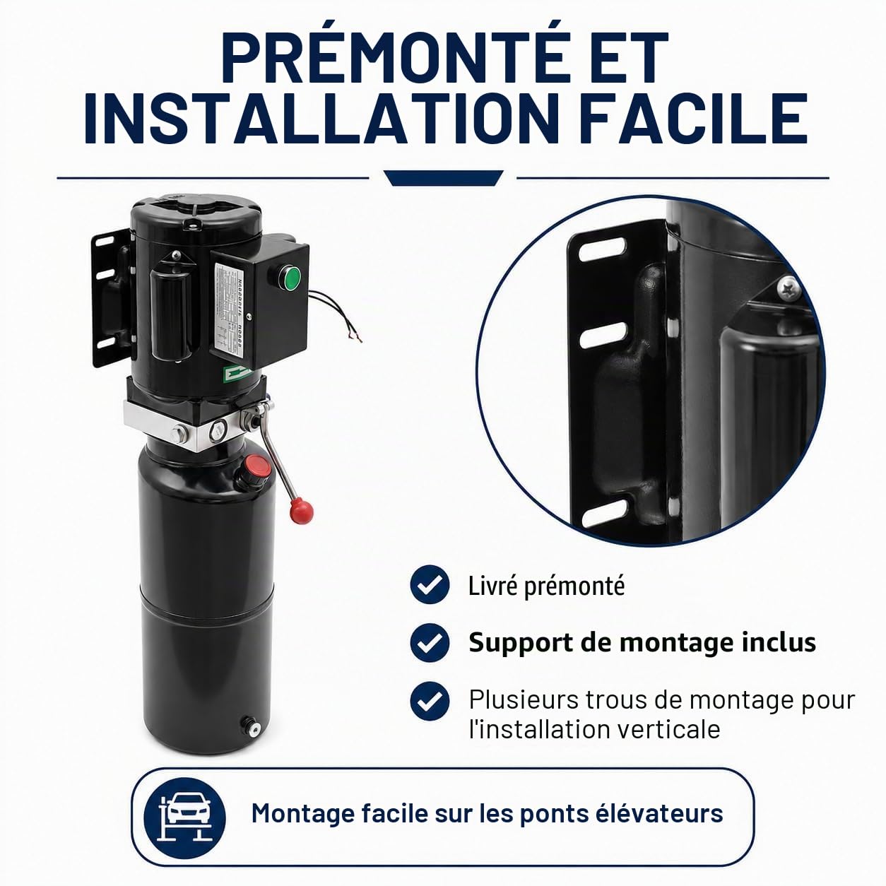 Pompe hydraulique - 10 l - Groupe hydraulique - 2200 W - 220 V - Pompe hydraulique à action simple - Pour ascenseurs, chariots élévateurs, etc