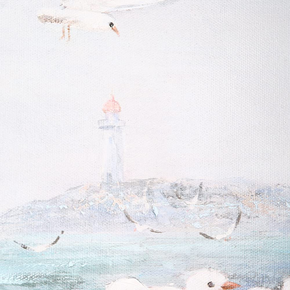 GILDE Bild Seaside mit Möwen blau/weiß/grau handgemalt auf Leinwand H: 60 cm B: 60 cm T: 3.5 cm 52359