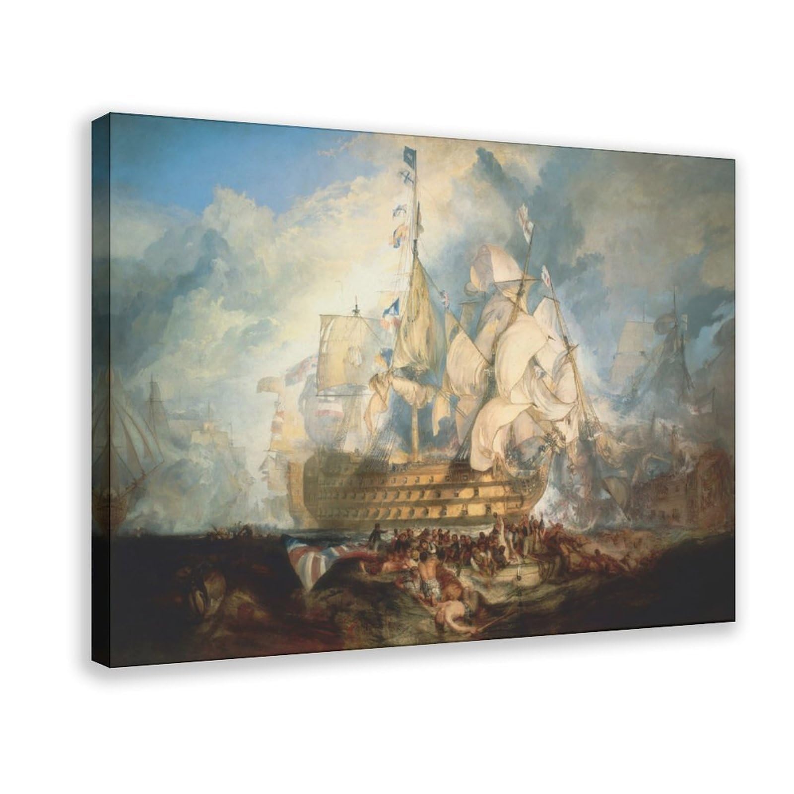 WCYB The Battle of Trafalgar by Joseph Mallord William Turner Prints Posters Canvas Deco Paintings Wall Art For Office Frame 16" L X 24" W