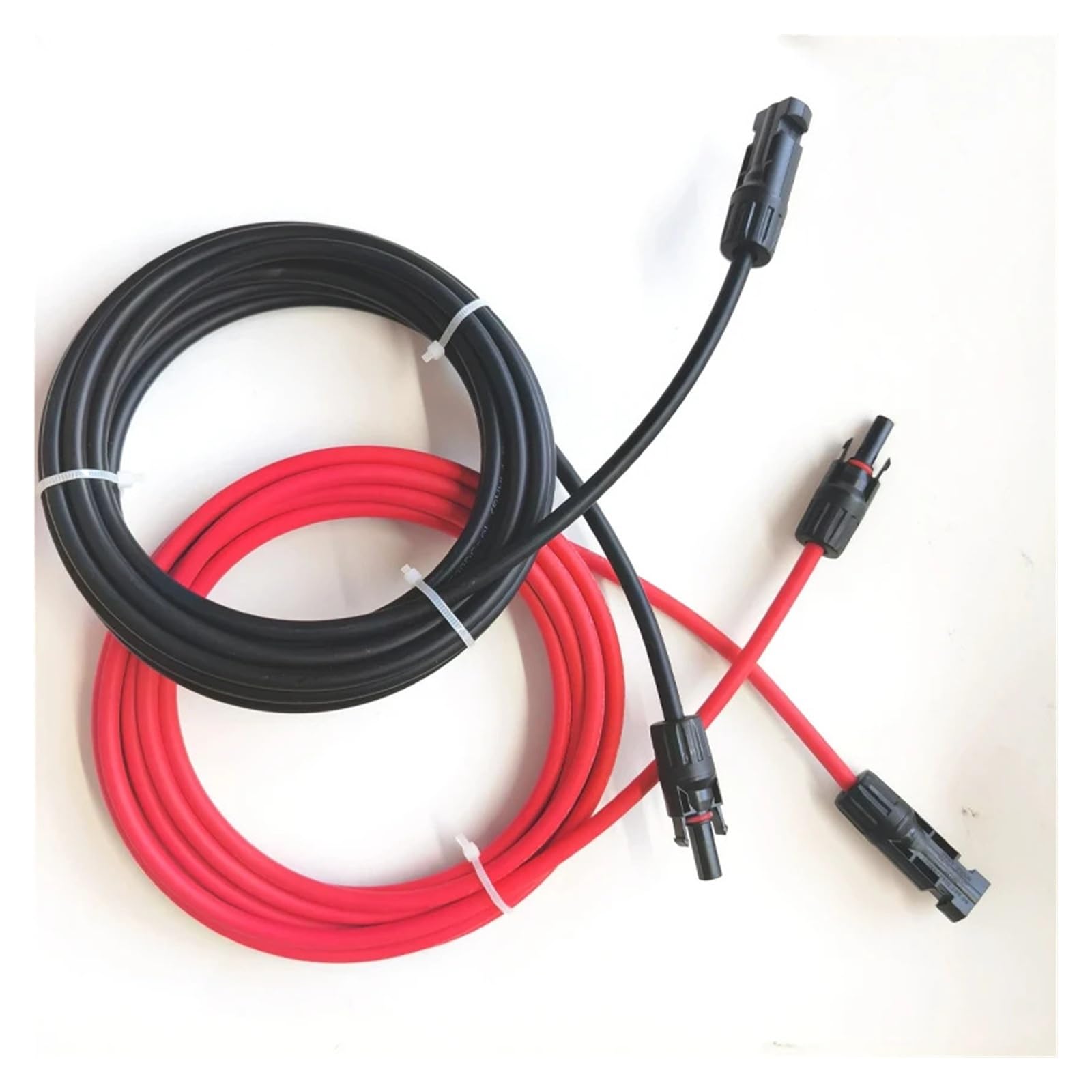 Kable solarne Przedłużacz fotowoltaiczny ze złączem MC, przewód 4 mm2 12 AWG, kabel PV TUV do paneli fotowoltaicznych, czerwona i czarna osłona (czarny, 10M_12 AWG-4MM2)