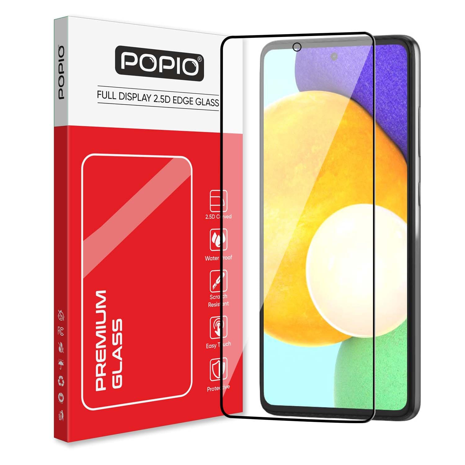 POPIO Military-Grade Gorilla Tempered Glass For Samsung Galaxy A52 / A52S (Black) 9H Hardness, Edge-to-Edge Full Coverage, Anti-Scratch, Bubble-Free, Ultra Clear HD Glass, Oleophobic Coating, Face ID Compatible