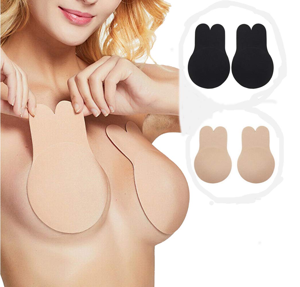 whiteswan2 Pairs Invisible Lift-Up Bra, Adhesive Bra Anti-Penetration Point Adhesive Bra, Breast Lift Tape Push Up Strapless Nipple Covers