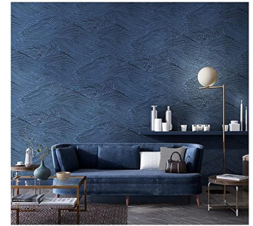 Papier peint intissé bleu au style japonais et relief gaufré unique