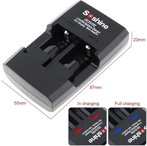 Miniatura 6 de CR2 RCR123A Cargador de batería para RCR123 16340 CR2 15270 LiFePO4 Batería 3V Baterías recargables (cargador)