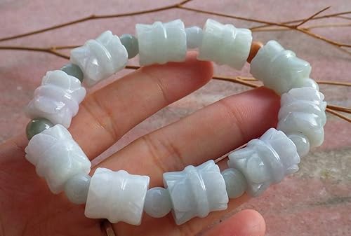 gojade Certified 3 Color 100% Natural A Jade Jadeita Lotus Flower Beads Bracelet Bracelet - Pulsera de cuentas de jade