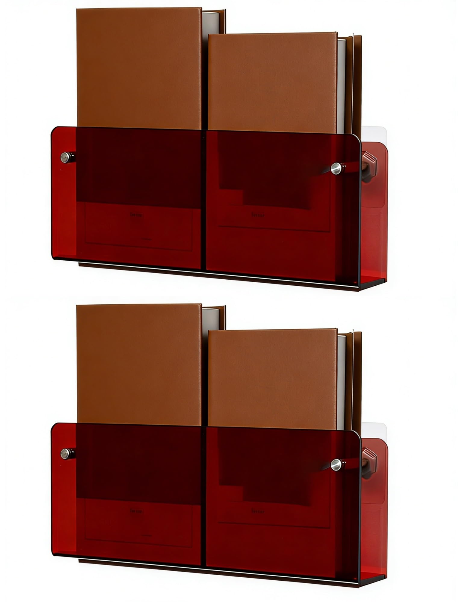 Fcfpxwtz Bright Red Acrylic Wall-Mounted Magazine And Book
