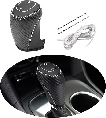 HNLUY Genuine Leather Automatic at Gear Shift Knob Cover Protector Trim for Chevrolet Equinox Malibu Chevy Accessories White