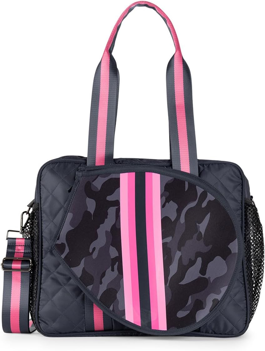 Haute Shore - Billie Epic Tennis Bag Navy Camo w/Pink & Navy Stripes One_Size