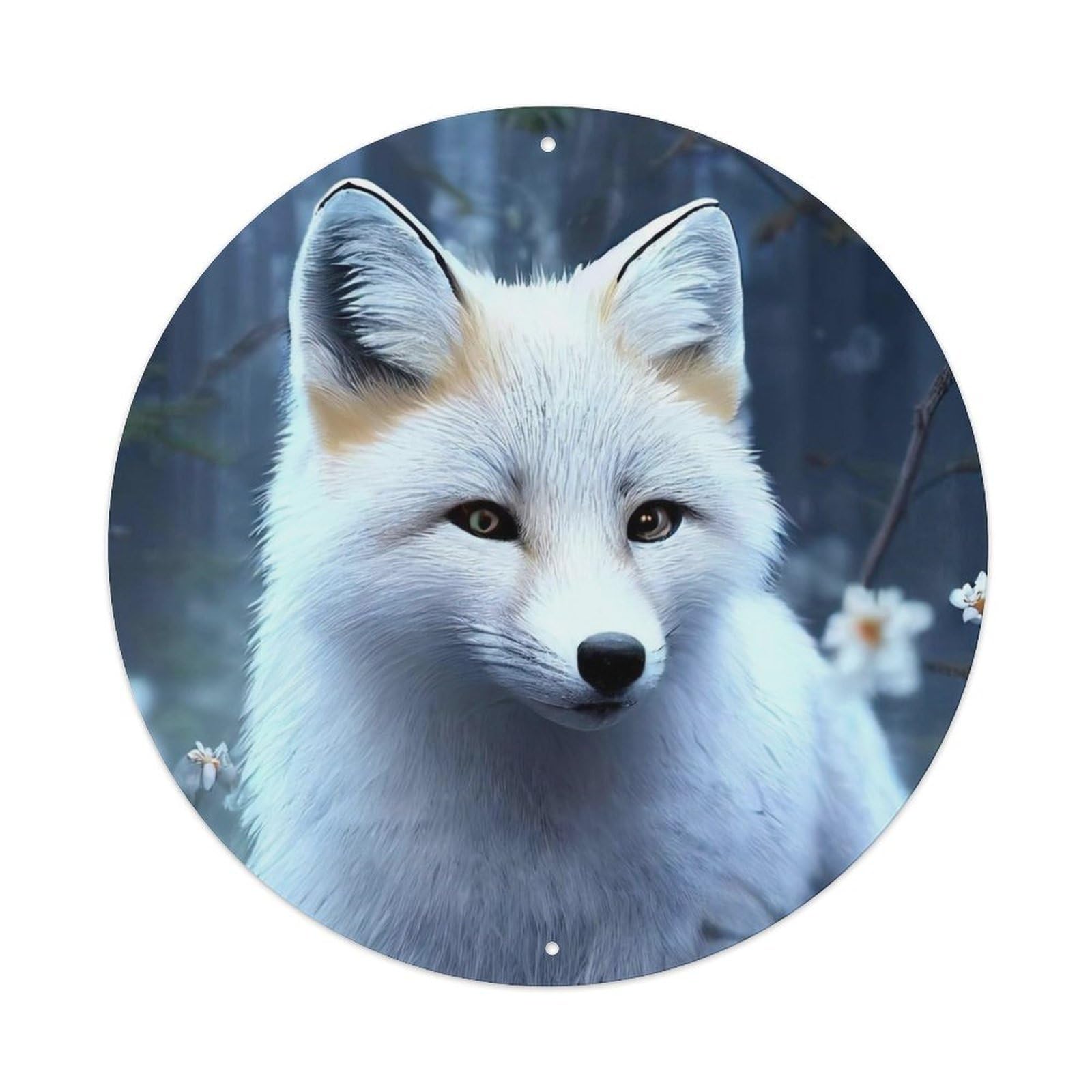 Arctic Animals Arctic Fox in The Forest Vintage Metal Tin Sign Plaque Wall Decor for Cafe, Club Bar, Office, Garden Metal Poster 8x8Inch