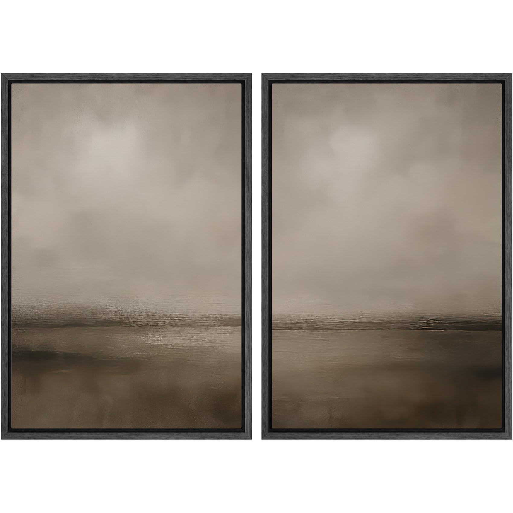 MUDECOR Framed Canvas Print Wall Art Monochromatic Gradient Abstract Minimalist Gray Illustrations Modern Art Decorative Bohemian Colorful Chic for Living Room, Bedroom, Office - 16"x24"x2 Black — view 39