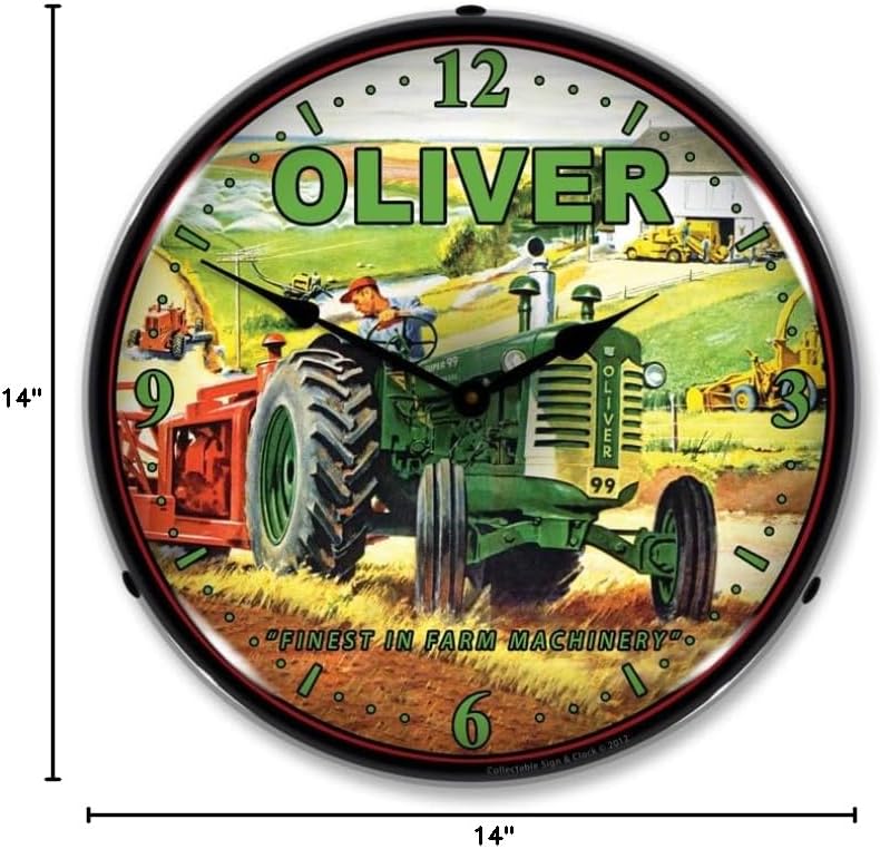 Oliver Tractor Backlit LED Lighted Clock