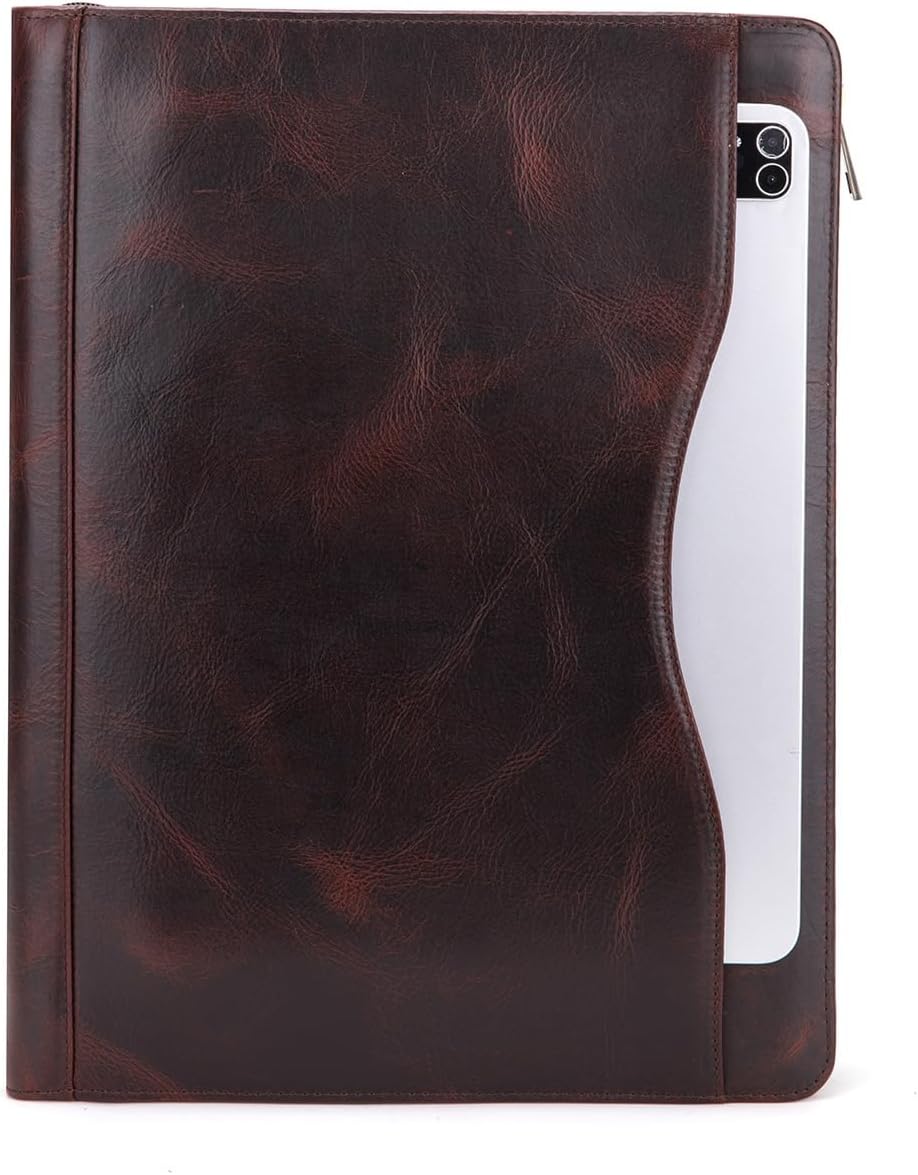 gifts for boss leather portfolio closed view with zipper