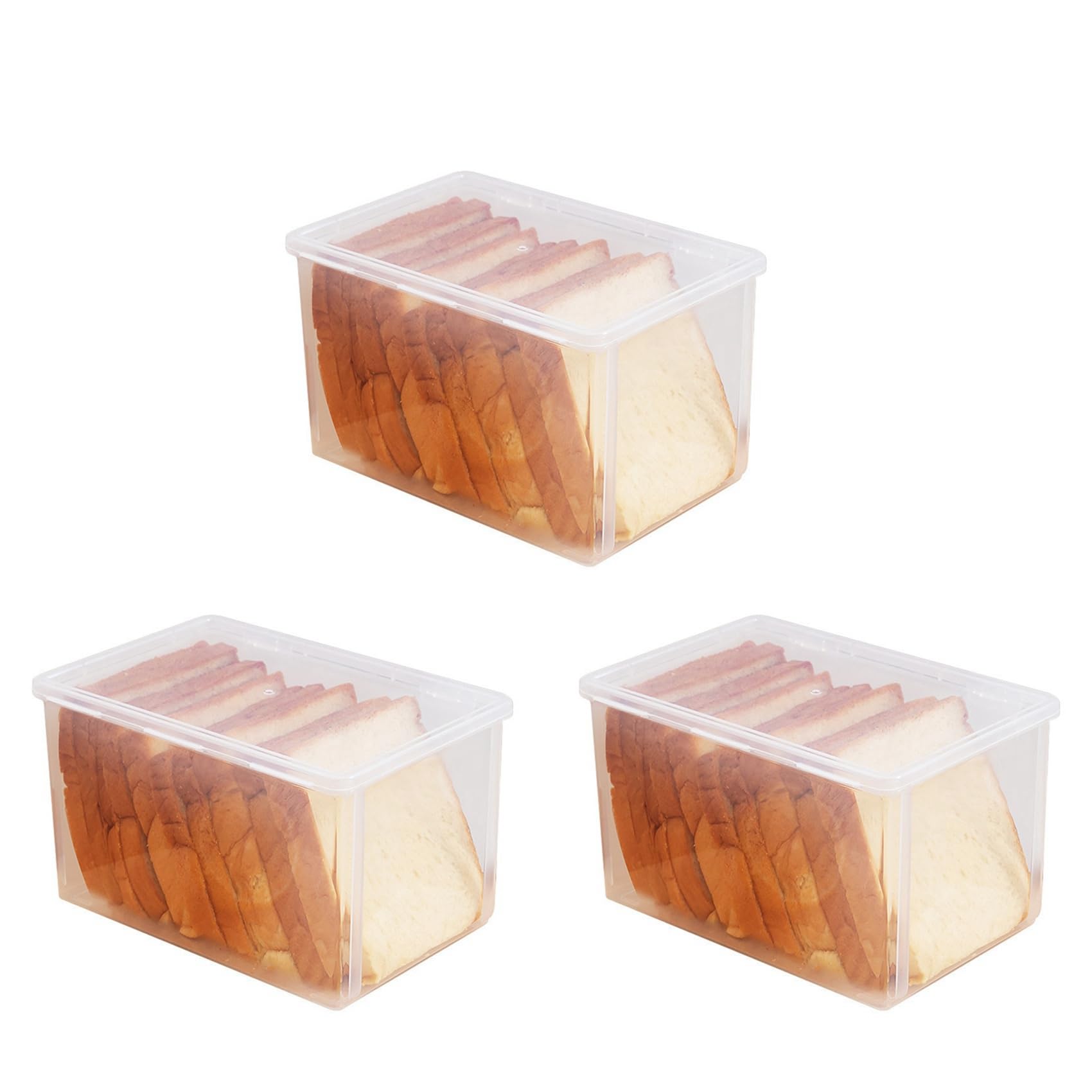Vjsujehgy 3X Airtight Bread Storage Containers Bread Box Plastic Reusable Loaf Cake Clear Bread Dispenser Freshest Bread Bin
