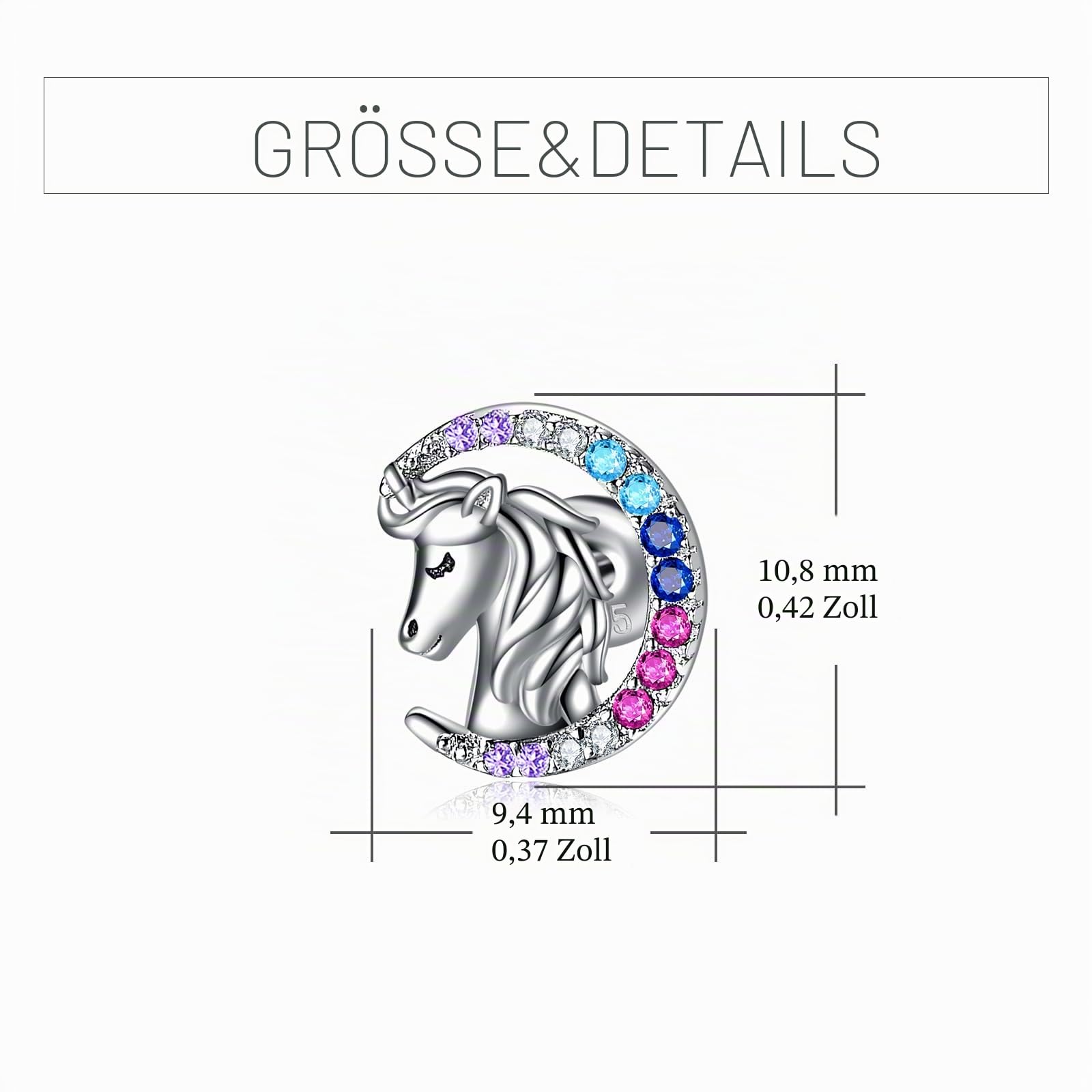 YFN Mädchen Ohrstecker Sterling Silber Pferd/Einhorn/Katze Mond Ohrringe Geschenke für Frauen Mädchen