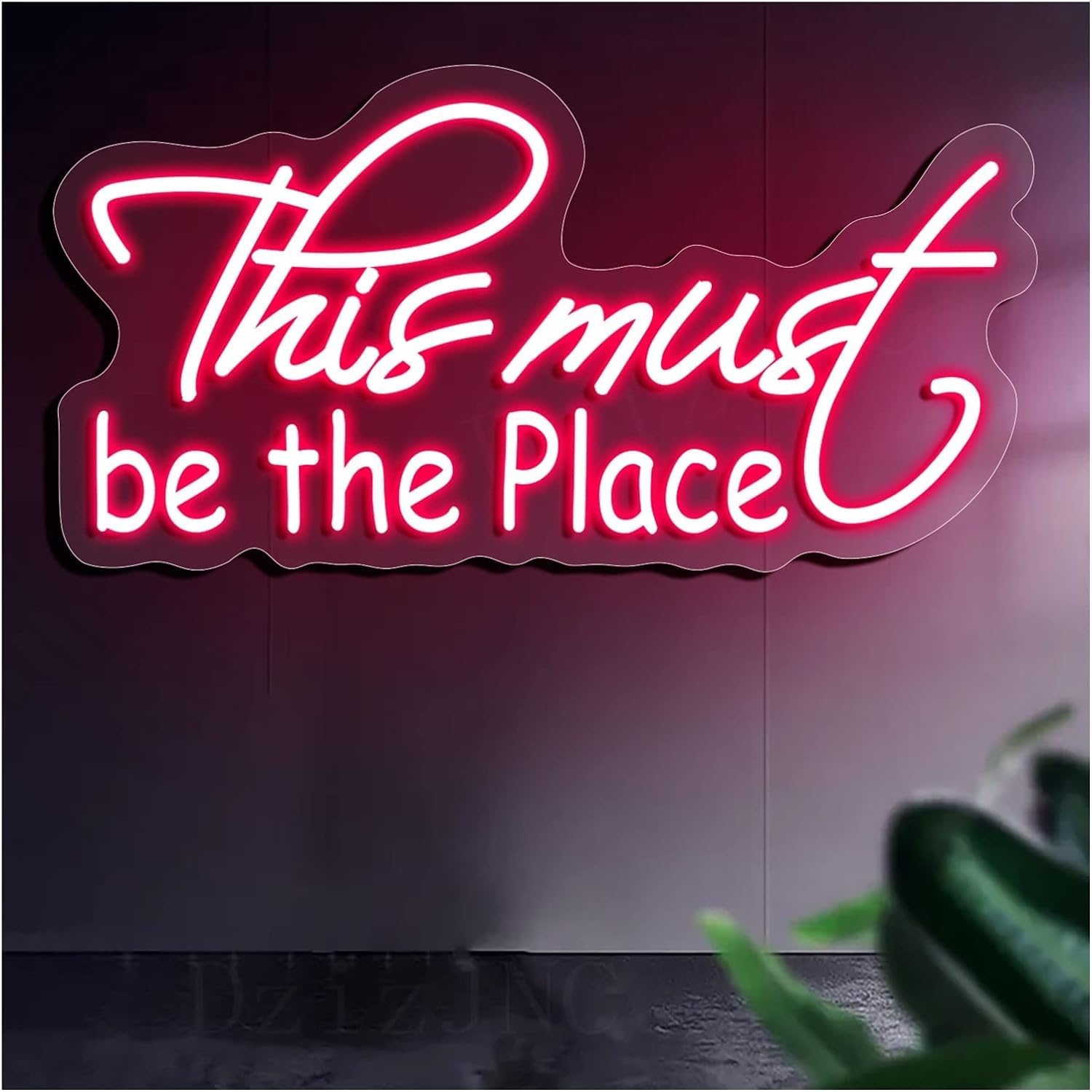 WaiDXn LED Neon Light Sign,Transparent Led Wall Hanging Acrylic Wedding Decor(76x38cm)