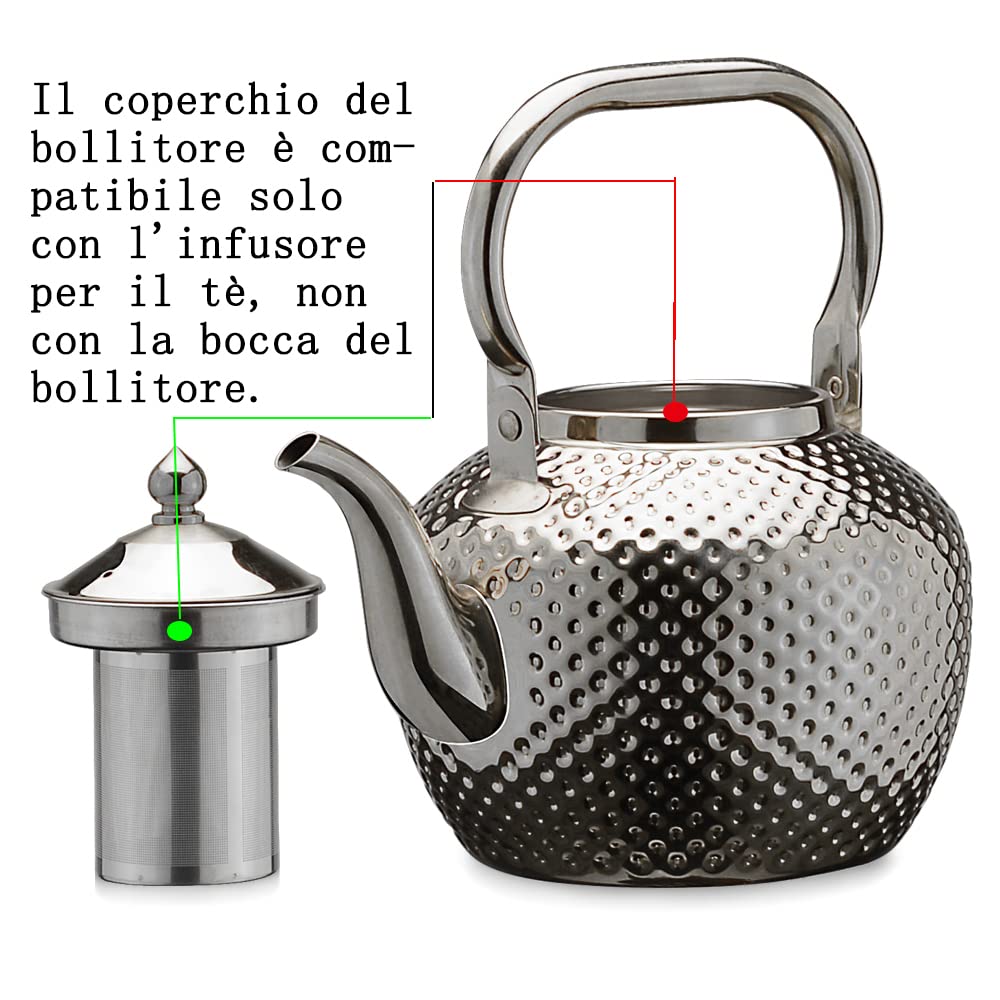 Teiera In Acciaio Inox SANQIAHOME 570ml - Argento, Con Filtro, Beccuccio Antigoccia, Lavabile In Lavastoviglie - Foto 10
