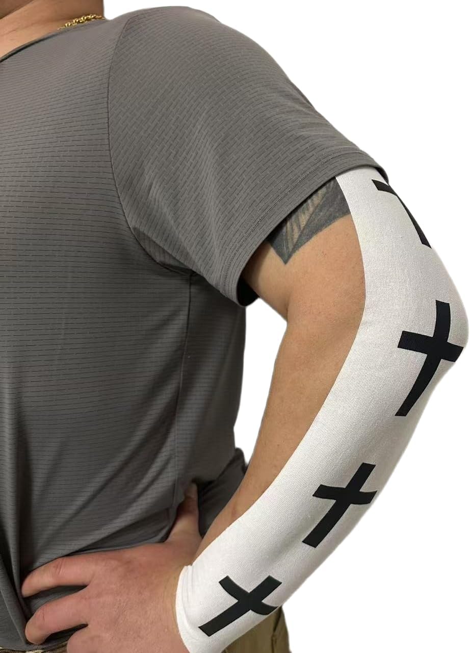 2 Rolls Faith Cross Turf Tape Football - Extra Wide Christian Athletic Turf Tape - Ultra Sticky & Latex Free, Protects from Turf Burn, Waterproof & Flexible (White & Black, 4 inch)