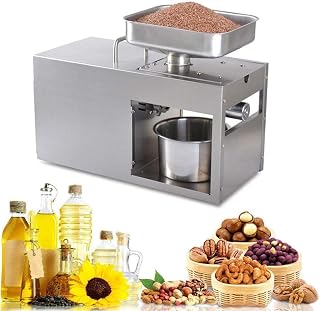 750W Essential Oil Press Machine Cold/Hot Nut Oil Extractor Stainless Steel Automatic Electric Oil Expeller for Coconut Castor Olive Peanuts Household Commercial