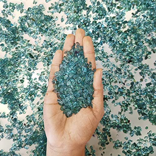 Image of Natural Blue Apatite Crystal Chips 250 GM | Decorative Gemstone Chips for Vastu, Home Decor, Meditation Space, Jewelry Making, Resin Art & Crafts