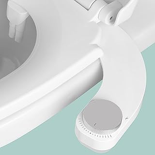 Bidet Attachment for Toilet UK- WITHLENT Left Hand Bidet Ultra-Slim Non-Electric Dual Nozzle (Frontal & Rear Wash) Adjustable Water Pressure, Bidet Toilet Seat Attachment,Easy to Install (Silver)