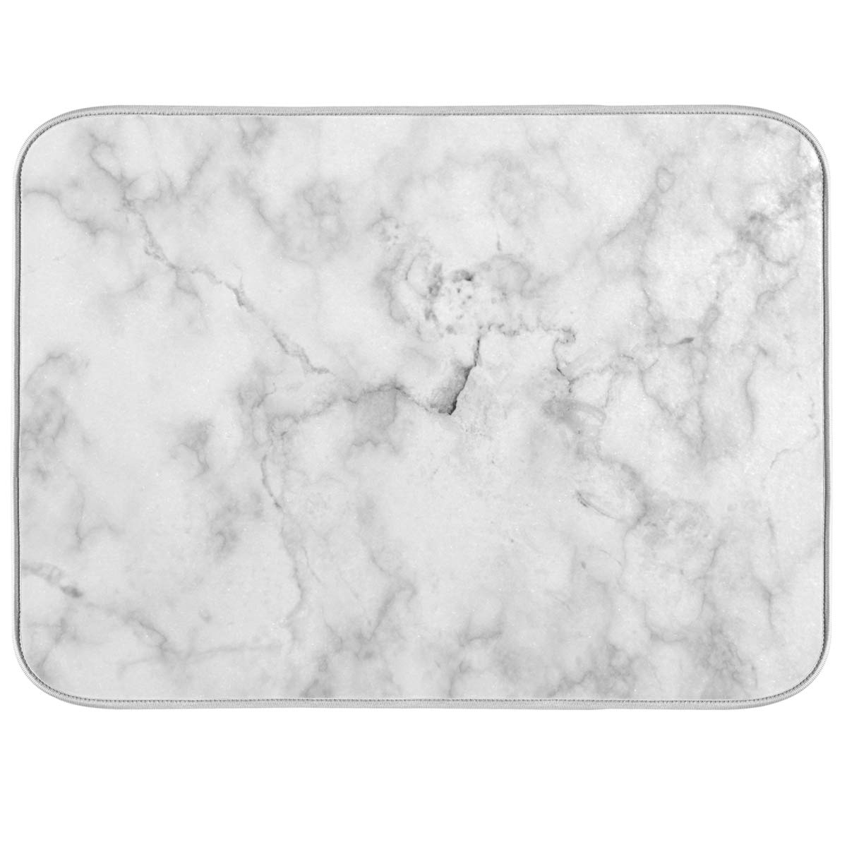 Dish Drainer Mat Reversible Microfiber Absorbent Dish Drying Mat for Kitchen 16x18In Marble