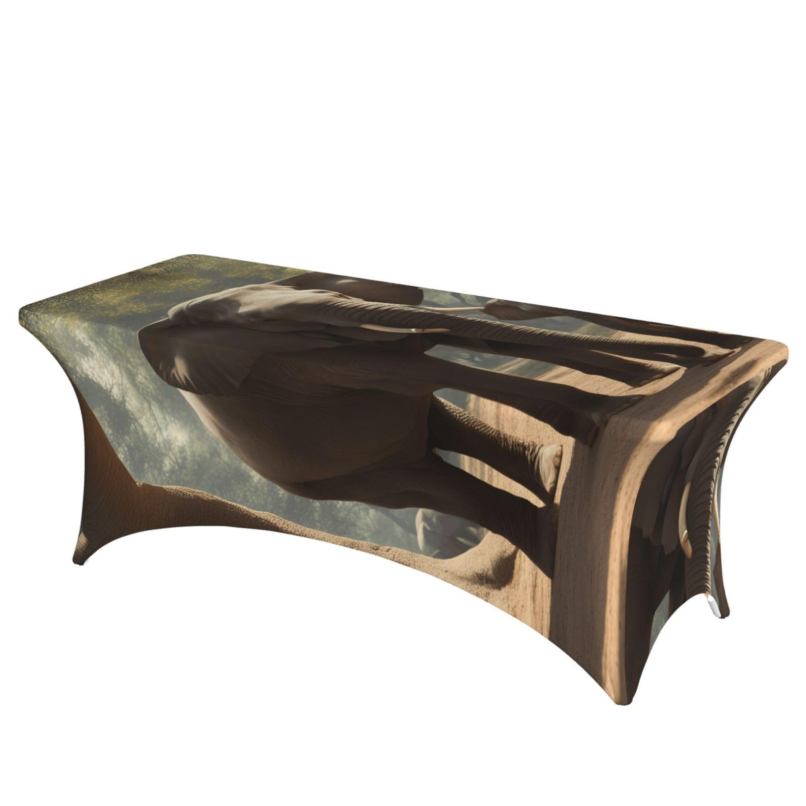 AYYQWE Elephant Print Elastic Rectangular Tablecloth For Banquet Outdoor Picnics Office Table Cover