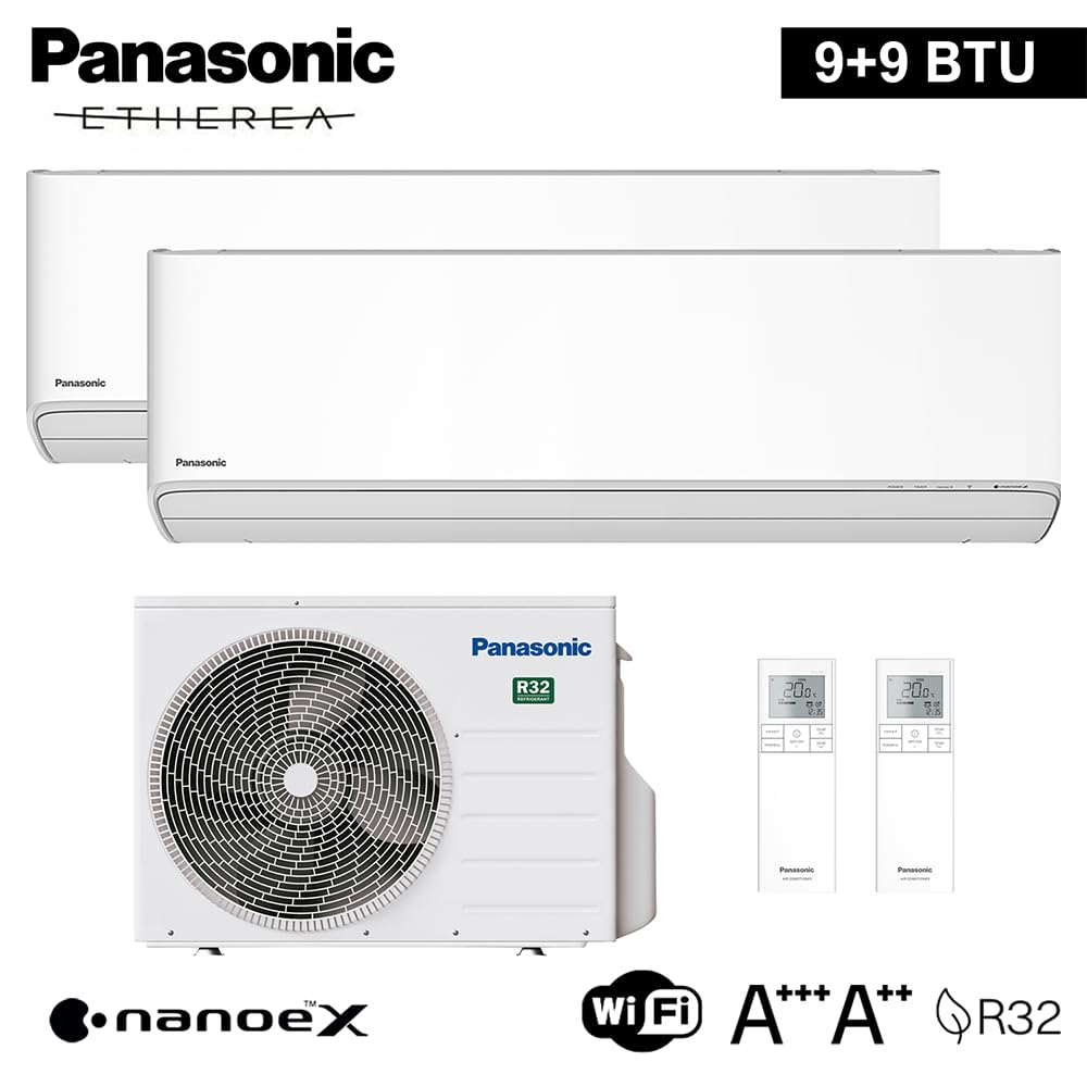 Panasonic Dual-Split Klimaanlage Etherea 2 x 9000 BTU, WiFi, NanoeX, A+++