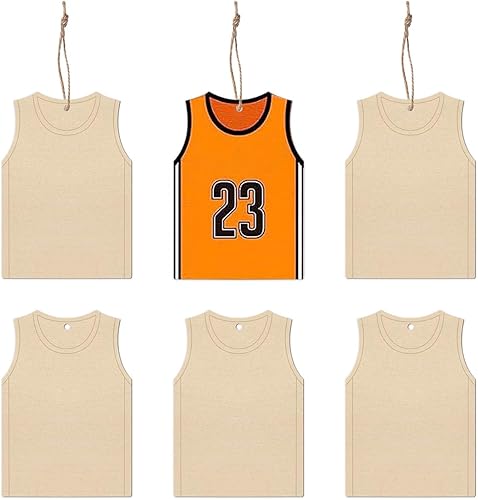 20 piezas de madera de jersey, recortes de manualidades, adornos colgantes con forma de jersey, cuerdas de madera, etiquetas de madera para