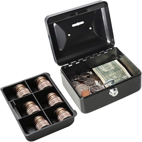Miniatura 2 de Decaller - Caja de dinero con ranura para niños, caja de dinero pequeña con bandeja para dinero y cerradura de llave, 6 15 pulgadas x 5 pulgadas x 3