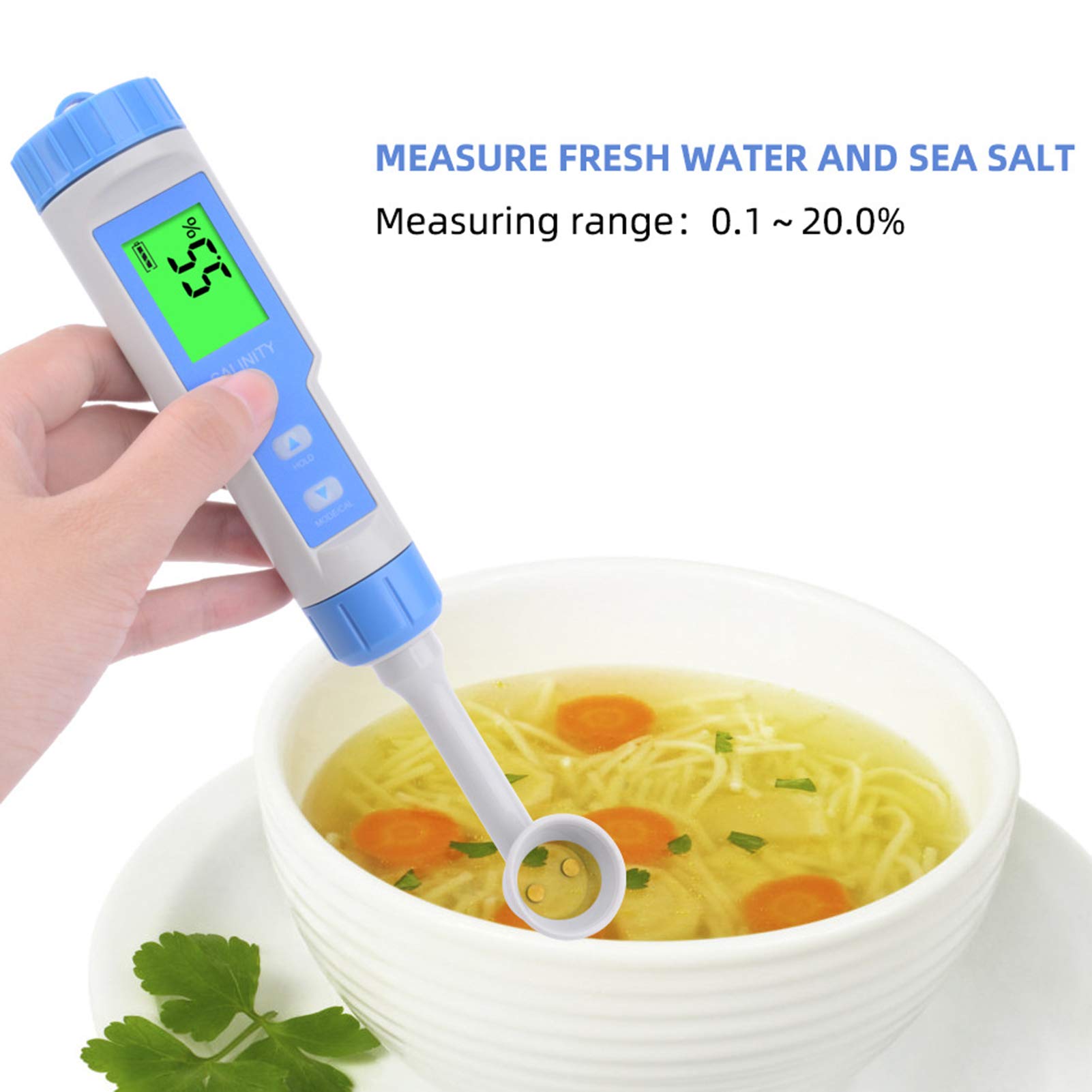 Salzgehaltsmesser Salzkonzentrationstester IP67 Wassersicheres digitales Gerät genaue Messung für Lebensmittel