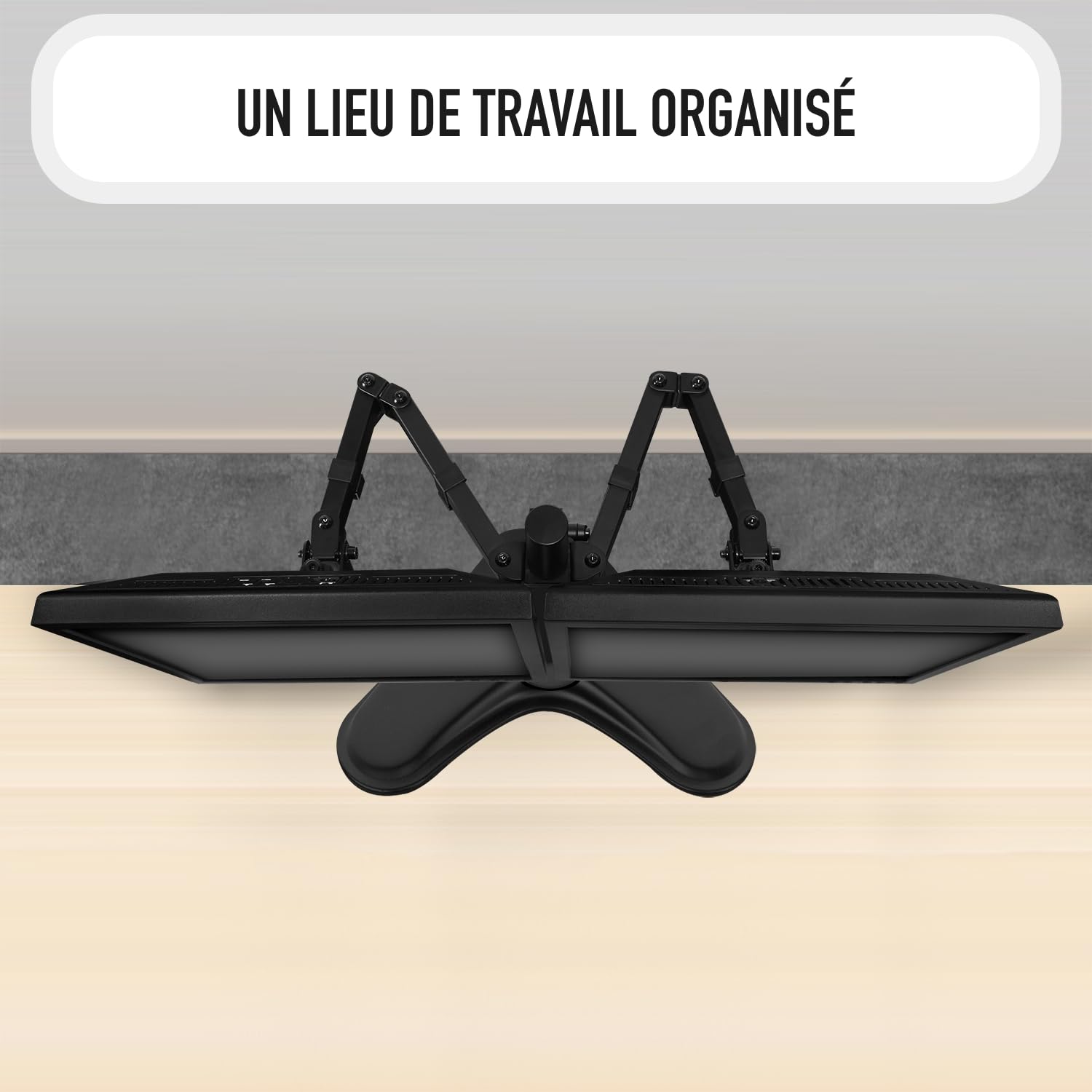 Support Écran PC pour Deux Moniteurs 13-32 Pouces, VESA 75/100 mm, Inclinaison ±45°, Pivotement 360°, jusqu'à 8 kg